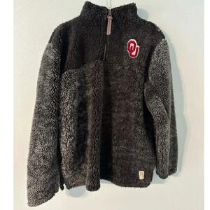 Pressbox by Royce Faux Fur Quarter Zip Pullover Size Small OU Sooners Oklahoma